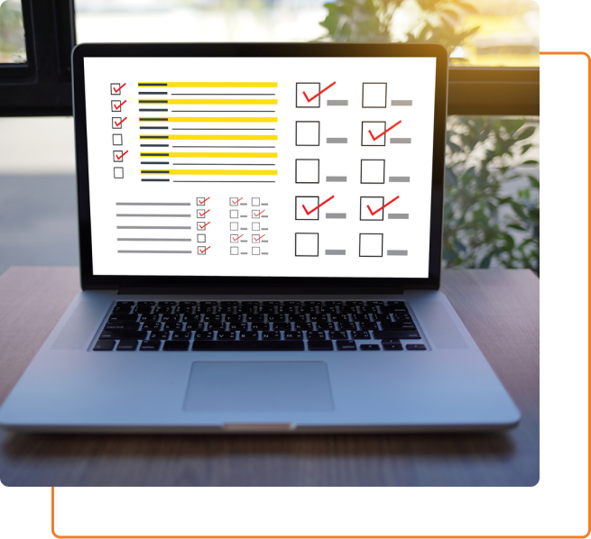 Laptop displaying SEO Audit example report.