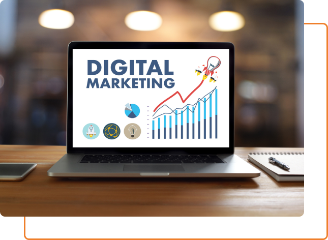 Laptop displaying Digital Marketing Services Drive Business Growth, a key aspect of digital marketing service in Bangladesh.